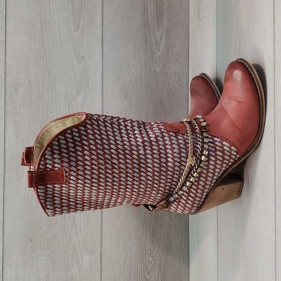 Vintage Y2K Womens Barbie Western Boho Gypsy custom Boots Leather sz38/7 - Picture 1 of 16